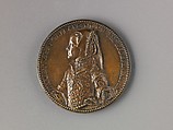Portrait medal of Mary Tudor Queen of England (obverse); Allegory of Mary Tudor's Reign (reverse), Jacopo Nizolla da Trezzo (Italian, Milan 1515/19–1589 Madrid), Bronze (Copper alloy with honey-colored
patina).