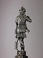 Andiron, Model, workshop of Niccolò Roccatagliata (Italian, born Genoa, active 1593–1636) (?), Venice, Copper alloy with a warm brown patina under a partly worn dark brown to black patina, cast in three segments.