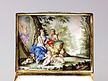Snuffbox, Hard-paste porcelain, silver-gilt mounts., German, Meissen