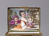 Snuffbox with Hunting Scenes, Andreas Philipp Oettner (German, active 1756–87), Hard paste porcelain, copper-gilt mounts