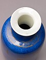 Club-shaped vase, Chinese  , Qing Dynasty, probably Kangxi period, Porcelain with "powder-blue" glaze, painted in overglaze gilt., Chinese