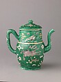 Covered ewer, Chinese  , Qing Dynasty, later Transitional period, Porcelain painted in enamels on the biscuit., Chinese