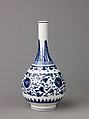 Bottle-shaped vase, Porcelain painted in underglaze blue., Chinese