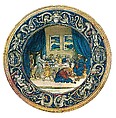 Armorial dish: Supper at the House of Simon the Pharisee, workshop of Maestro Giorgio Andreoli (Italian (Gubbio), active first half of 16th century), Maiolica (tin-glazed earthenware)