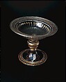 Armorial tazza, Italian (Venice) or façon de Venise (Venetian-style), Colorless (slightly gray) nonlead glass; blown, pattern-molded, enameled, gilt, Venetian or façon de Venise, or French