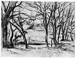 Trees and Houses Near the Jas de Bouffan, Paul Cézanne (French, Aix-en-Provence 1839–1906 Aix-en-Provence), Oil on canvas