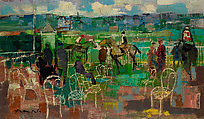 The Paddock at Deauville, Emil Grau-Sala (Spanish (?), 1911–1975), Oil on canvas