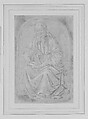 A Seated Saint Reading from a Book, Attributed to Francesco Botticini (Francesco di Giovanni) (Italian, Florentine, ca. 1446–1497), Brush and brown ink, brown wash, heightened with white (partly oxidized); horizontal lines in black chalk (?); pricked for transfer; outlines reinforced in brown ink, perhaps in the 15th or early 16th century.