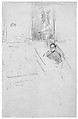 Museum Interior (?) with a Man Seated, James McNeill Whistler (American, Lowell, Massachusetts 1834–1903 London), Pencil