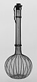 Bottle, possibly Antonio Salviati (Italian, 1816–1890), Colorless (slightly gray) and opaque white nonlead glass; pewter mount. Blown, "vetro a fili", trailed.