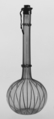 Bottle, possibly Antonio Salviati (Italian, 1816–1890), Colorless (slightly gray) and opaque white nonlead glass; pewter mount. Blown, 