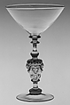Wineglass, Colorless (strongly greenish gray) nonlead glass. Blown, mold blown., Façon de Venise, northern European