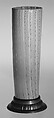 Beaker (Stangenglas), Colorless (slightly gray) and opaque white nonlead glass; pewter mount. Blown, "vetro a retorti"., probably south Lowlands; possibly Bohemia or Saxony