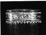 Goblet, Colorless (slightly grayish tan) nonlead glass. Blown, pattern molded, enameled, gilt., Italian (Venice)