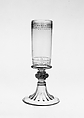 Goblet, Colorless (slightly grayish tan) nonlead glass. Blown, pattern molded, enameled, gilt., Italian (Venice)