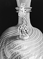 Vase, Colorless (slightly gray) and opaque white nonlead glass. Mold blown, "vetro a retorti" and "vetro a reticello", trailed, molded, gilt., Italian (Venice)