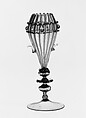 Vase, probably Antonio Salviati (Italian, 1816–1890), Transparent topaz-tinted and opaque brownish white nonlead glass. Blown, pattern molded, 