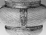 Covered goblet, Colorless (slightly gray) and opaque white nonlead glass. Blown, 