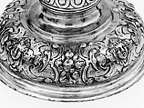 Covered goblet, Colorless (slightly gray) and opaque white nonlead glass. Blown, 