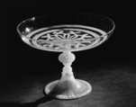 Tazza, Colorless (slightly gray) and opaque white nonlead glass. Blown, 
