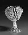Vase, Colorless (slightly gray) and opaque white nonlead glass. Blown, 