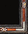 Cassetta frame, Basswood back frame with rosewood upper moldings and ivory, tortoiseshell, oak and maple veneers. Carved. Sight edge: simplified lotus leaf, ebonized. Frieze: ivory stringing, maple and oak veneer. Centers: oval bosses with ivory and tortoiseshell veneer. Corners: curled acanthus leaves and paterae engraved on ivory., American, New York (?)