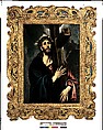Sansovino-style frame, Pine back frame with lime upper moldings. Gilt; dark red-brown bole, blue background., Venetian