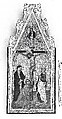 Diptych with tabernacle frames, Poplar. Carved, gilt; red-orange bole., Sienese