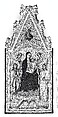 Diptych with tabernacle frames, Poplar. Carved, gilt; red-orange bole., Sienese