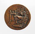Portrait medal of Battista Vigo da Rapallo or Baptista Romanus (obverse); a Hand Holding a Branch and a Surgical Instrument, Bronze (copper alloy with light brown
patina and remnants of black wax or lacquer)., Italian, Venice or Padua (?)