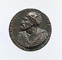 Portrait medal of Paolo Giovio (obverse); Giovio Raising a Man from a Grave (reverse), Francesco da Sangallo (Italian, 1494–1576), Bronze (Copper alloy with brown patina
under a layer of dark wax.)