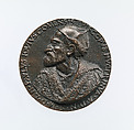 Portrait medal of Paolo Giovio (obverse); Giovio Raising a Man from a Grave (reverse), Francesco da Sangallo (Italian, 1494–1576), Bronze (Copper alloy with brown patina
under a layer of dark wax.)