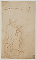 Seated Man with a Book and a Scroll, Veronese School, Workshop of Stefano da Verona (Stefano di Giovanni d'Arbosio di Francia) (Italian, Paris or Pavia ca. 1374/75–after 1438 Verona), Pen and brown ink.