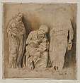 The Holy Family with Saint Elizabeth and the Infant John the Baptist, Andrea Mantegna  Italian, Pen and brown ink, brush and greenish gray and brown wash, gray wash applied to the background, probably by a later hand., Italian