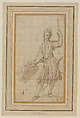 A Swiss Guard, Attributed to Federico Zuccaro (Zuccari) (Italian, Sant'Angelo in Vado 1540/42–1609 Ancona), Pen and brown ink, brown wash, over extensive black chalk underdrawing; squared in black chalk.