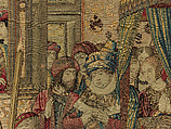 Emperor Vespasian Cured by Veronica's Veil, Wool, silk, and gilt-metal-strip-wrapped silk in slit, dovetailed, and double interlocking tapestry weave., Flemish, Brussels
