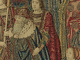 Emperor Vespasian Cured by Veronica's Veil, Wool, silk, and gilt-metal-strip-wrapped silk in slit, dovetailed, and double interlocking tapestry weave., Flemish, Brussels