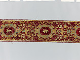 Two Orphrey Sections made into a Hanging or Cover, Silk; metal; hemp plain weave, Spanish