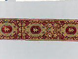 Two Orphrey Sections made into a Hanging or Cover, Silk; metal; hemp plain weave, Spanish
