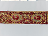 Two Orphrey Sections made into a Hanging or Cover, Silk; metal; hemp plain weave, Spanish