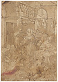 Kitchen Scene, Copy after Leandro (?) Bassano (1557–1622), Pen and brown ink, brown wash, Italian