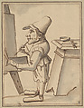 Caricature of  a Dwarf Painter at His Easel, Tuscany (?), Pen and brown ink, gray and brown wash, Italian, Tuscan(?)