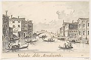 The Rio dei Mendicanti, Giacomo Guardi (Italian, Venice (?) 1764–1835 Venice (?)), Pen and brown ink, gray wash