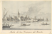 The Island of San Francesco del Deserto, Giacomo Guardi (Italian, Venice (?) 1764–1835 Venice (?)), Pen and brown ink, gray wash