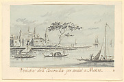 The Island of L'Anconetta, on the Way to Mestre, with the Church of La Madonnetta, Giacomo Guardi (Italian, Venice (?) 1764–1835 Venice (?)), Pen and brown ink, gray wash