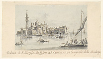 The Island of San Giorgio Maggiore, Giacomo Guardi  Italian, Pen and brown ink, gray wash