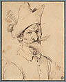 Male Caricature, Follower of Guercino, Pen and brown ink