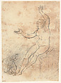 Female Nude (Danaë), Probably French, Black chalk