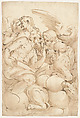 The Four Evangelists, School of Cambiaso (Italian, 1527–1585), Pen and brown ink, brown wash over traces of black chalk.