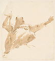 Old Man Holding a Sword, His Left Arm Outstretched, Giovanni Battista Tiepolo (Italian, Venice 1696–1770 Madrid), Pen and brown ink, brown wash